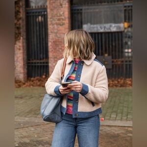 NWT BODEN Borg Mix Jacket in Rope Mid Vintage | US 4